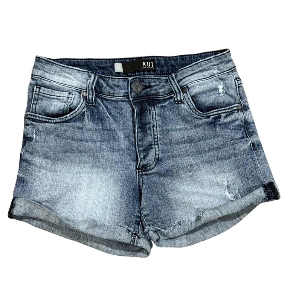 KUT from the Kloth Denim Shorts Womens‎ Size 2 Blue Distressed Cuffed